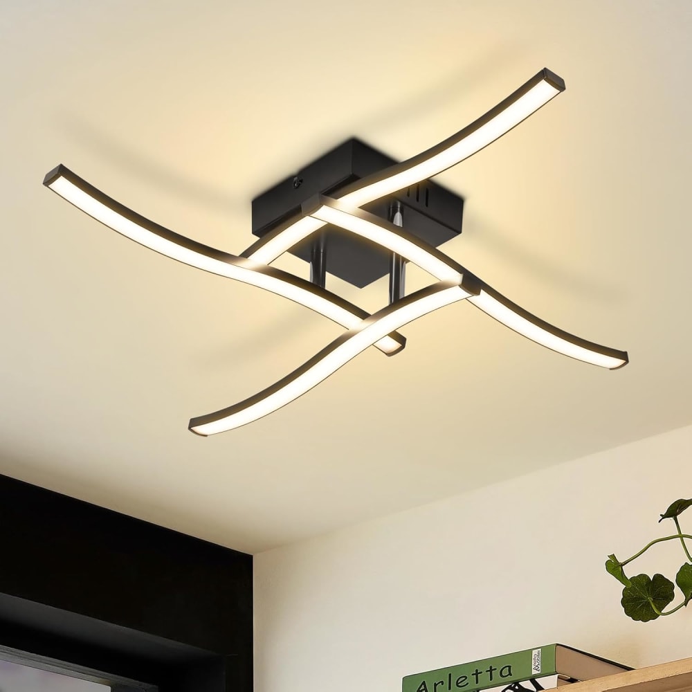 Plafonnier en plastique noir 50.5x50.5x9.5cm led 3000k 24w — vue 3