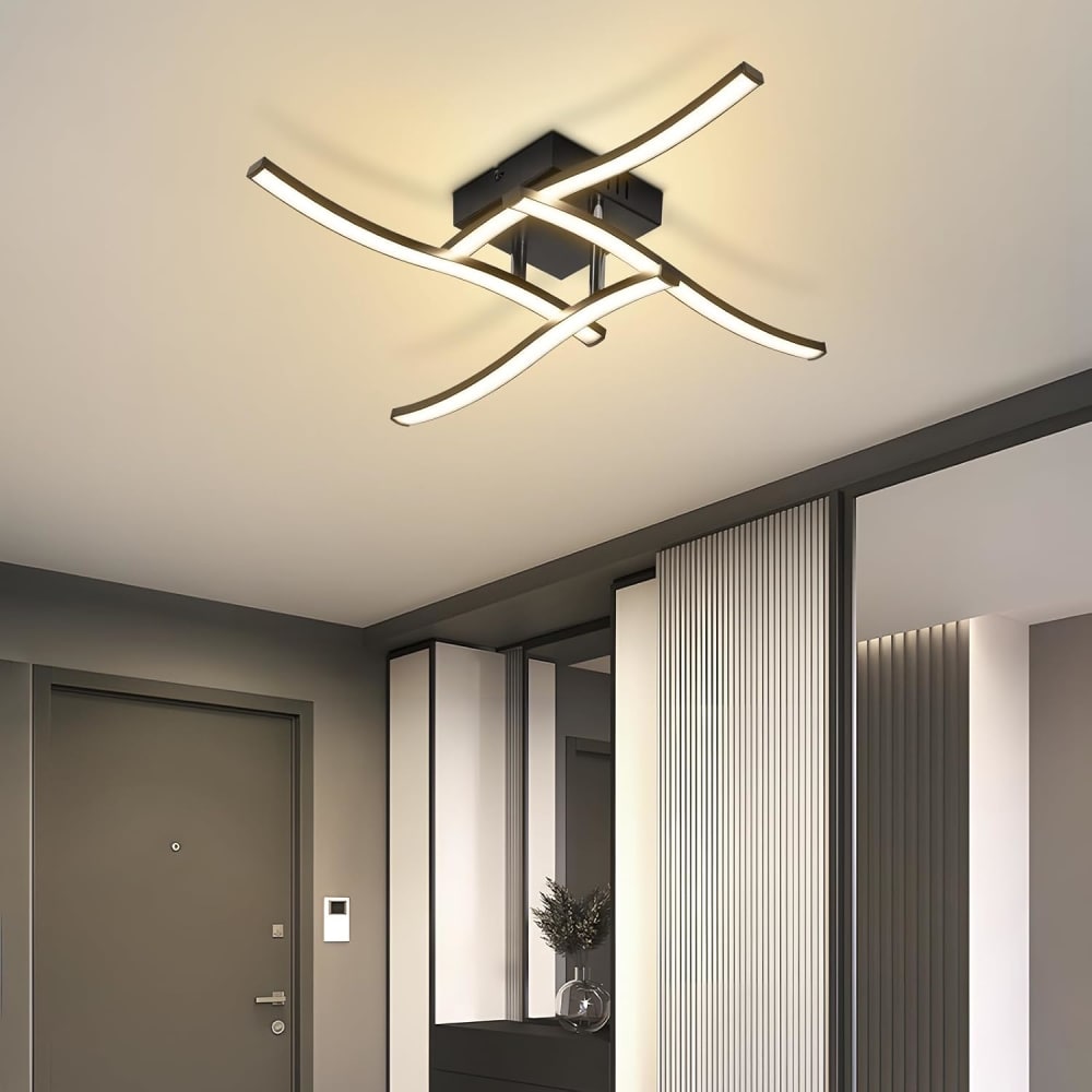 Plafonnier en plastique noir 50.5x50.5x9.5cm led 3000k 24w — vue 4