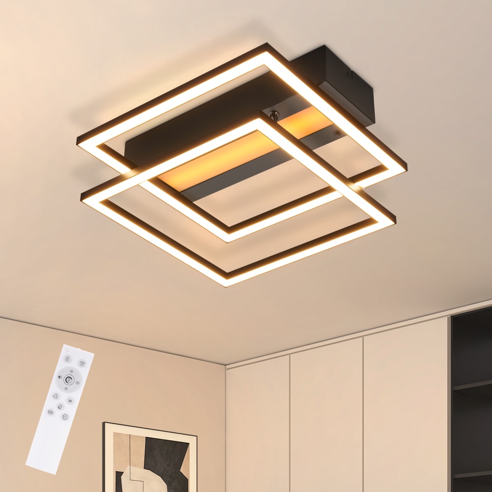 Plafonnier en fer aluminium noir 36x37x7.5cm led 36w — vue 3