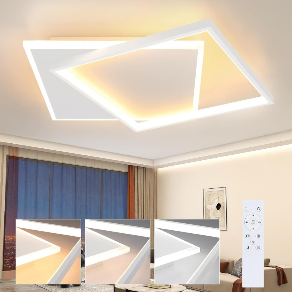 Plafonnier en fer aluminium blanc 44x40x6cm led 44w — vue 3