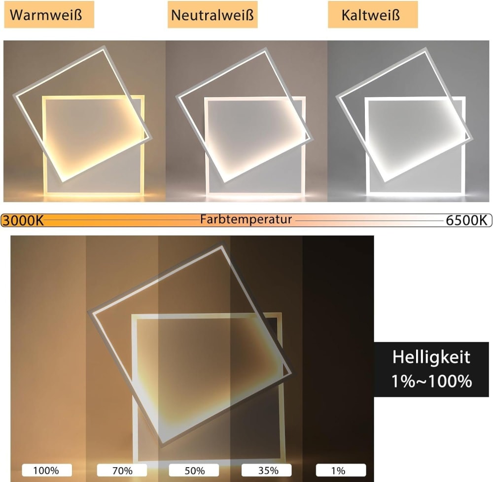 Plafonnier en fer aluminium blanc 44x40x6cm led 44w — vue 4