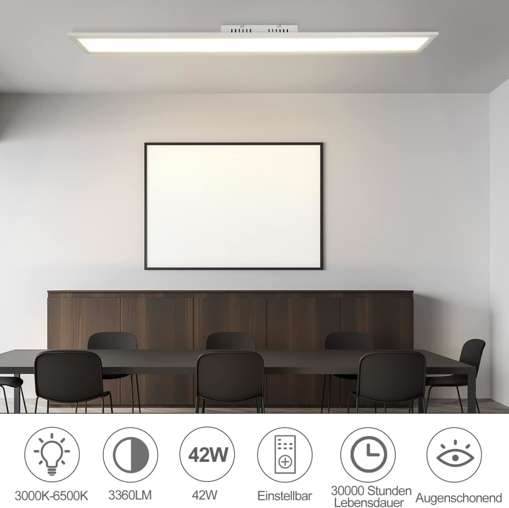 Plafonnier en fer aluminium blanc 120x14.5x5.5cm led 42w — vue 4