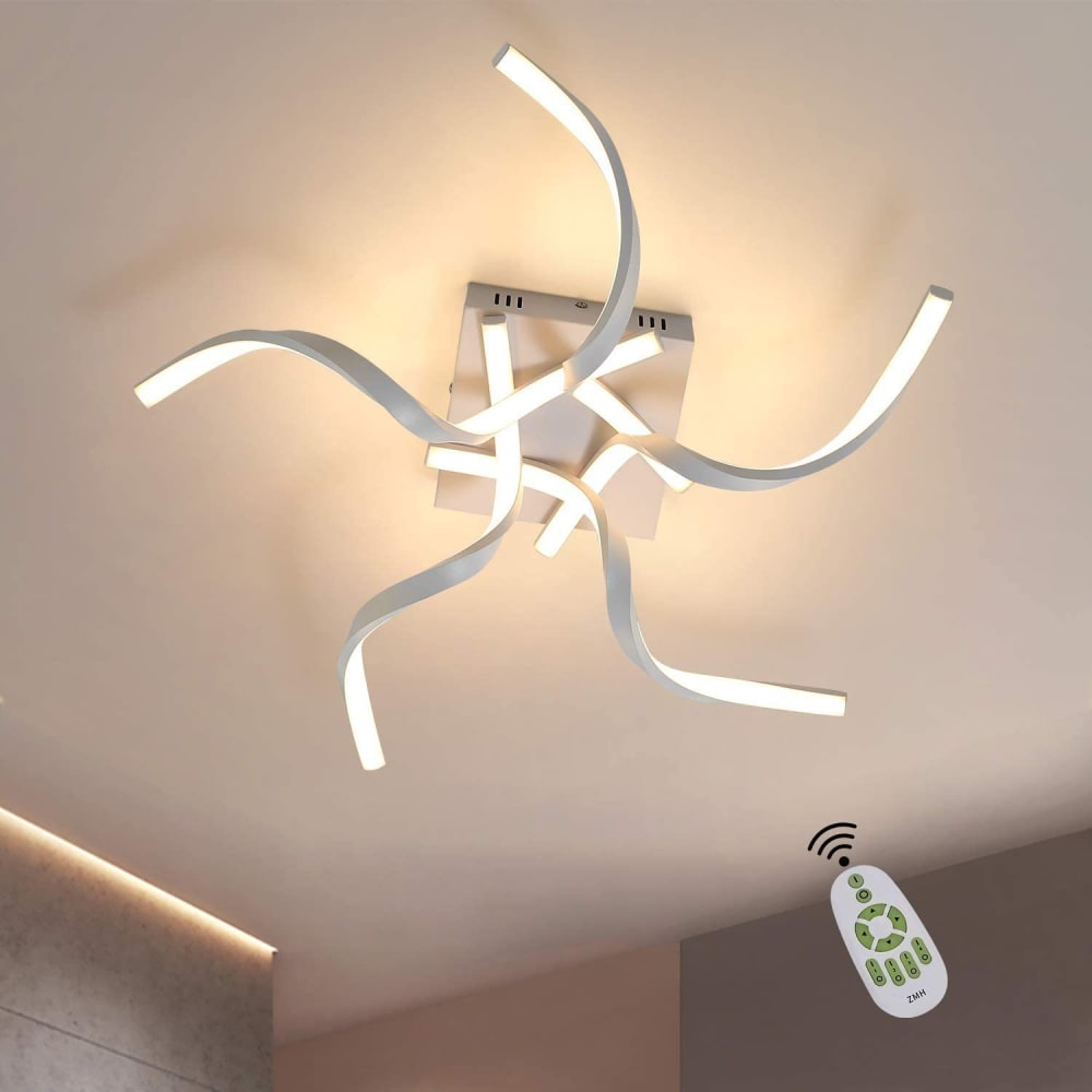 Plafonnier en fer aluminium blanc 65x65x14cm led 48w — vue 3