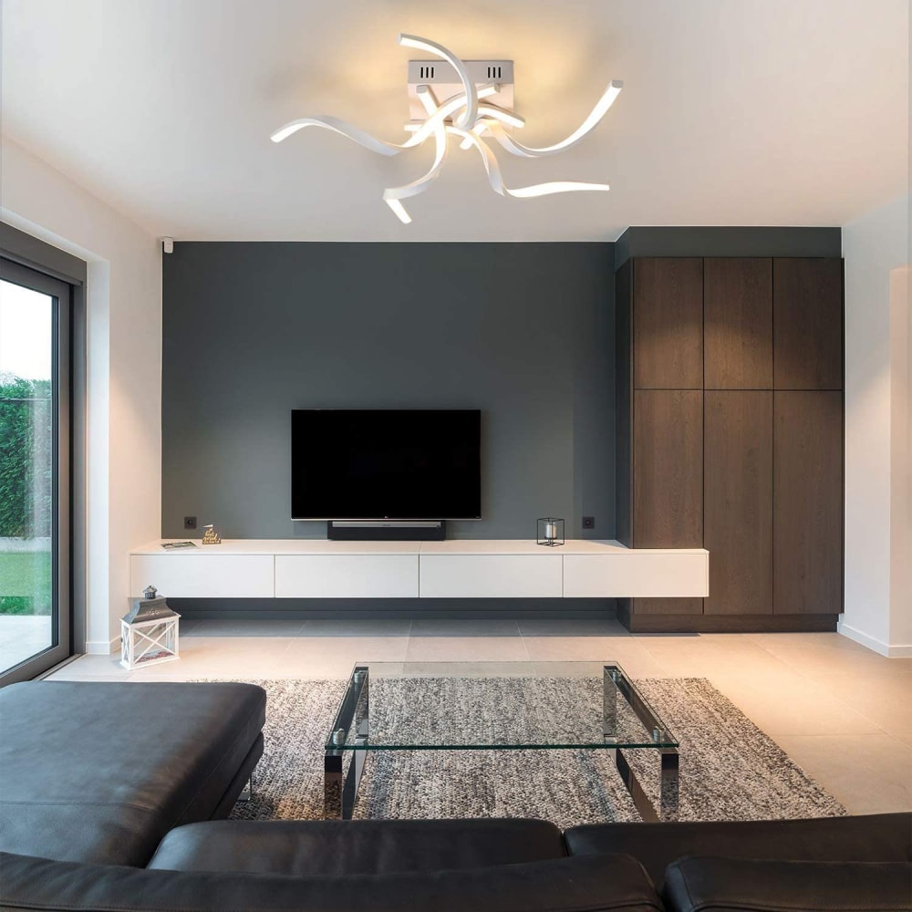 Plafonnier en fer aluminium blanc 65x65x14cm led 48w — vue 4