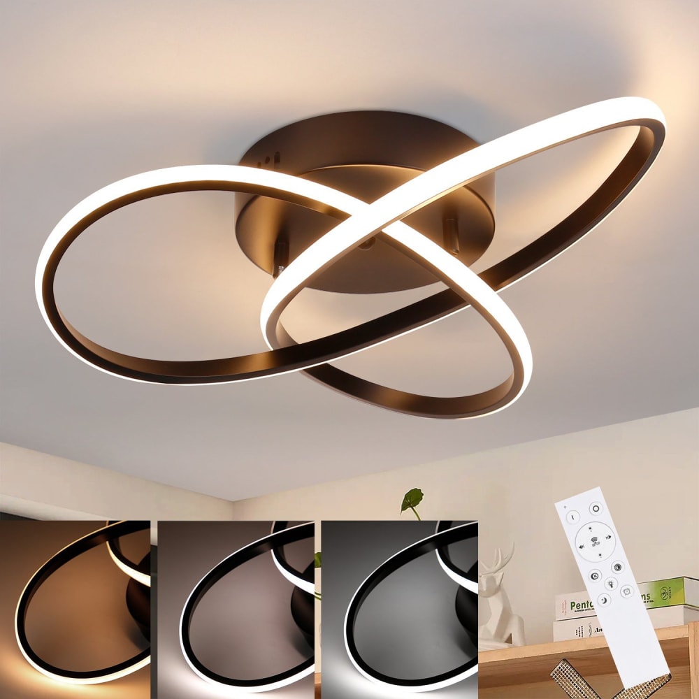 Plafonnier en fer aluminium noir 40x40x14cm led 33w — vue 3