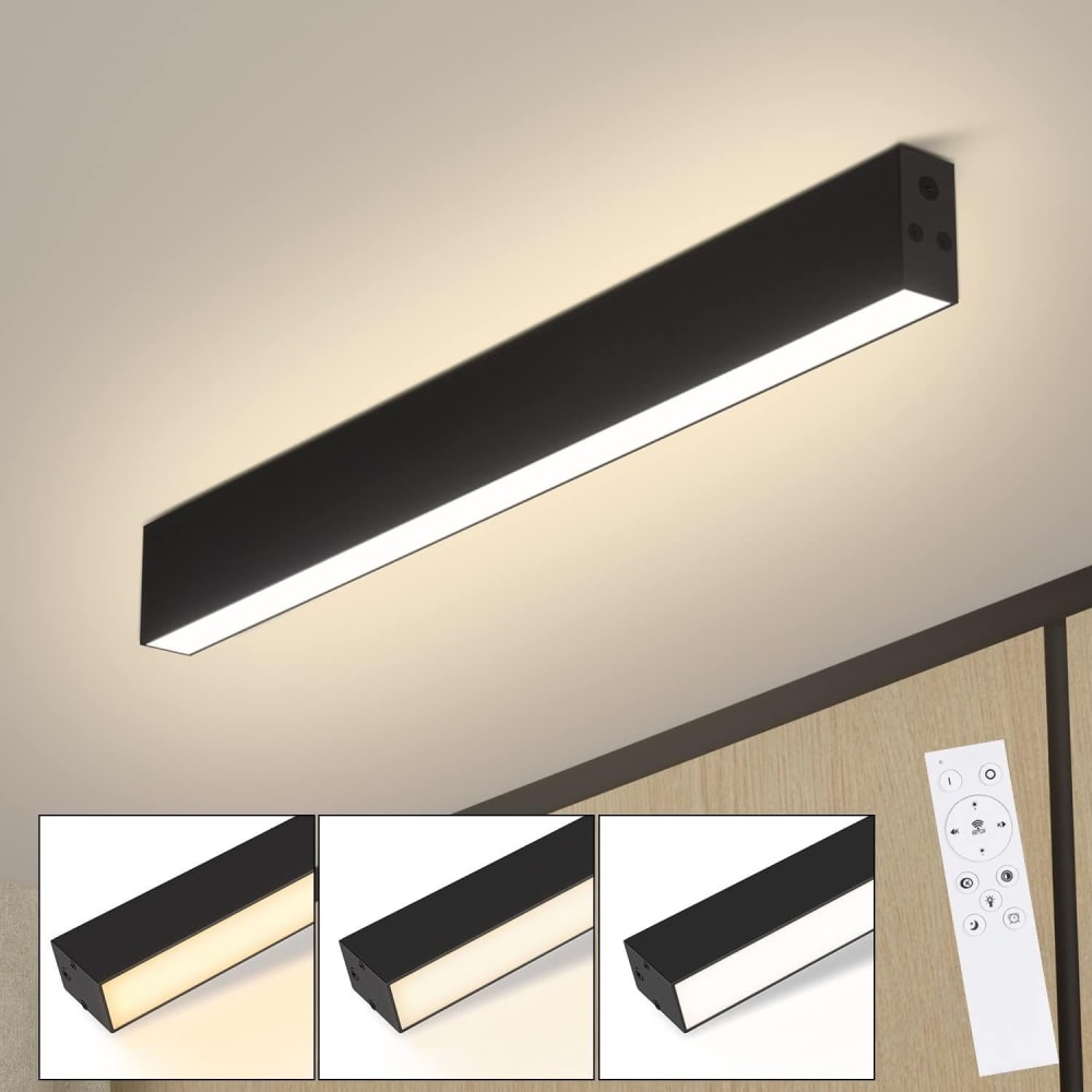 Plafonnier en aluminium noir 53.5x5.2x3.3cm led 17w — vue 3