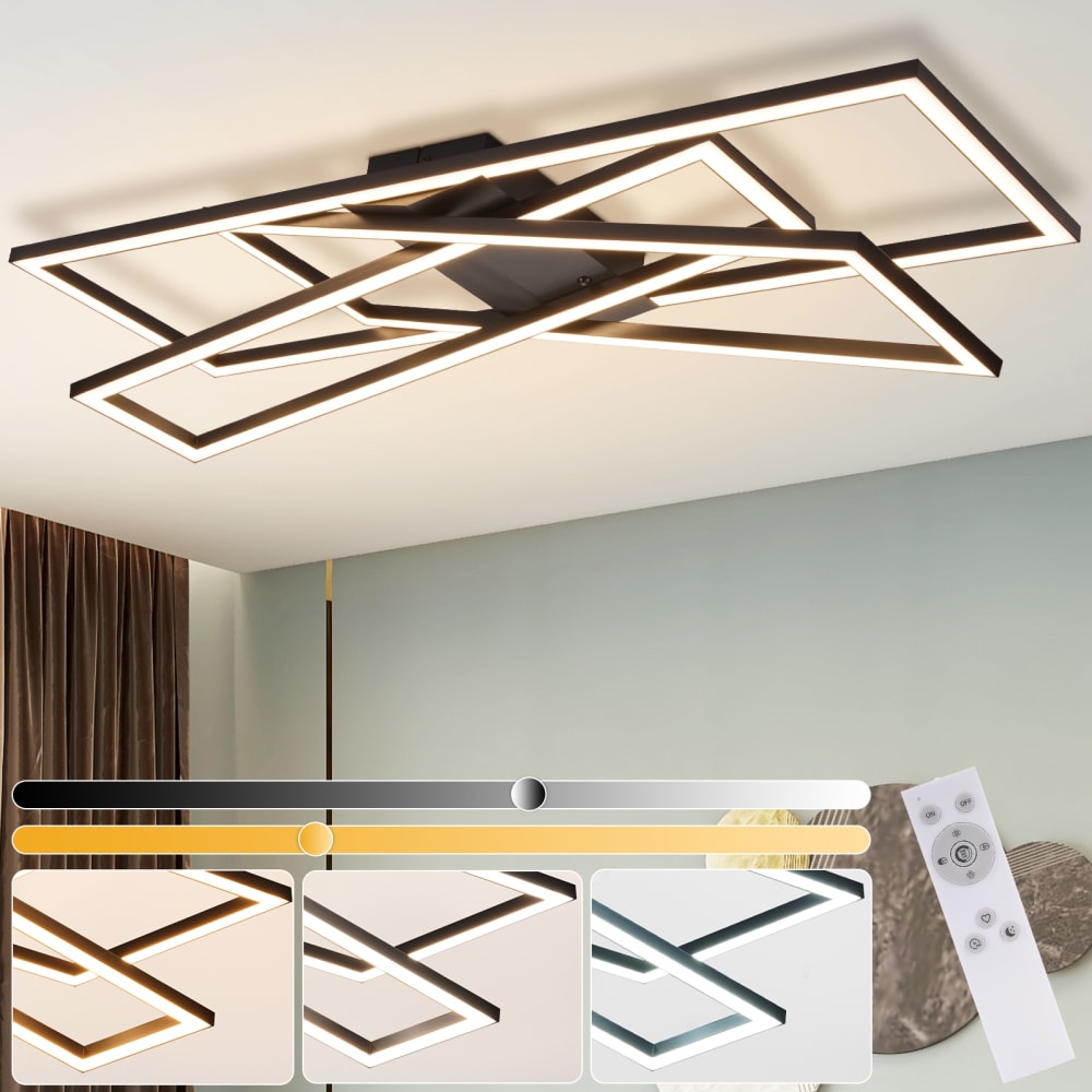 Plafonnier en fer aluminium noir 75x23.5x13.5cm led 45w — vue 3