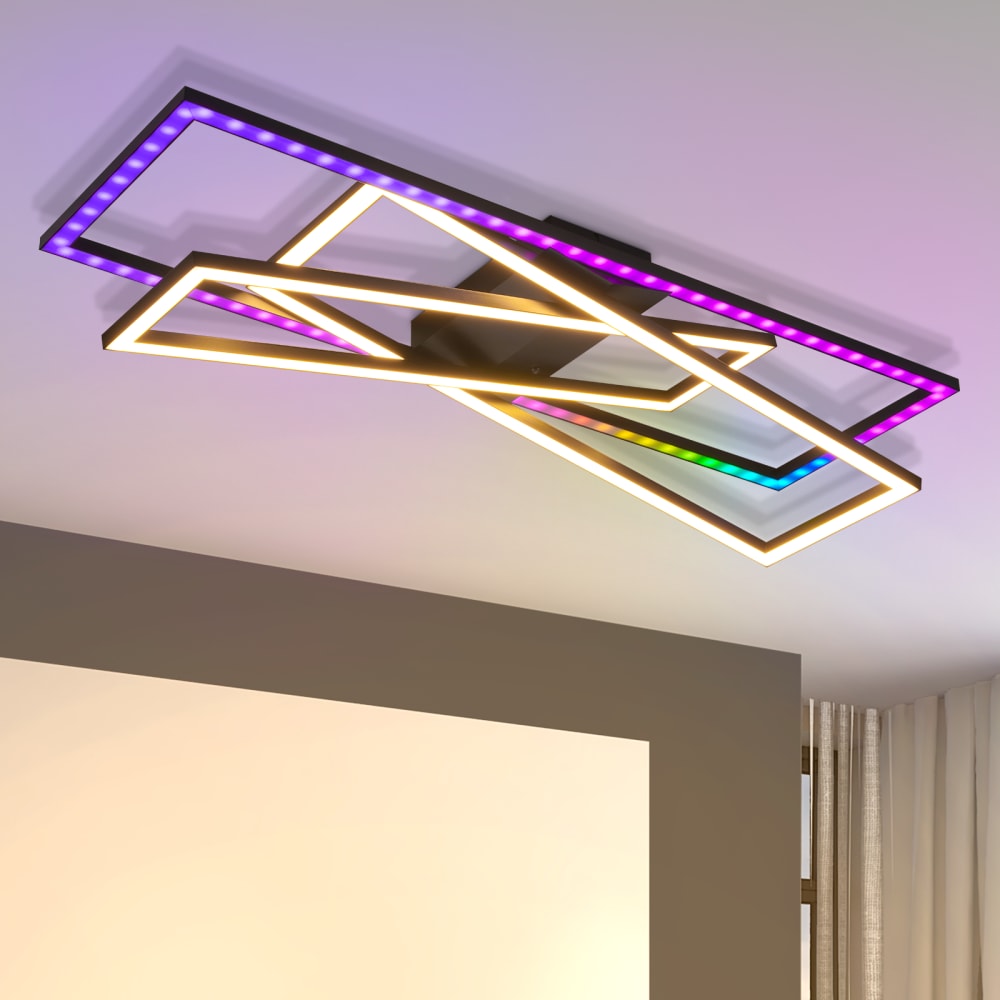 Plafonnier en fer aluminium noir 75x23.5x13.5cm led 41w — vue 3