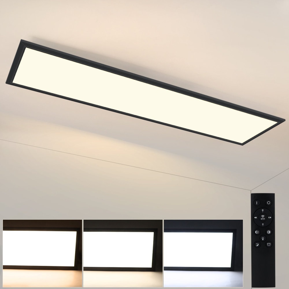 Plafonnier en fer aluminium noir 100x25x5.5cm led 42w — vue 3