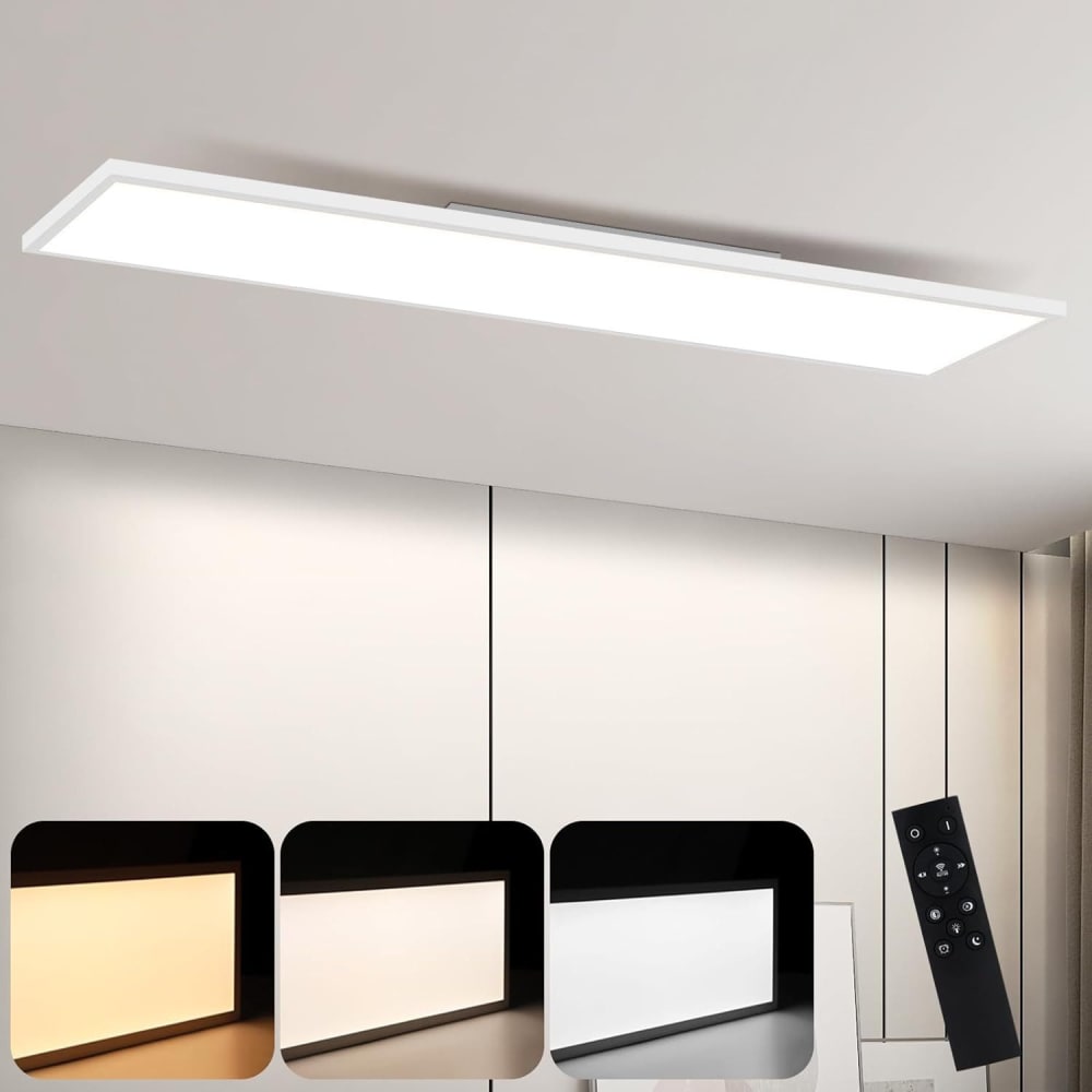 Plafonnier en fer aluminium blanc 100x25x5.5cm led 42w — vue 3