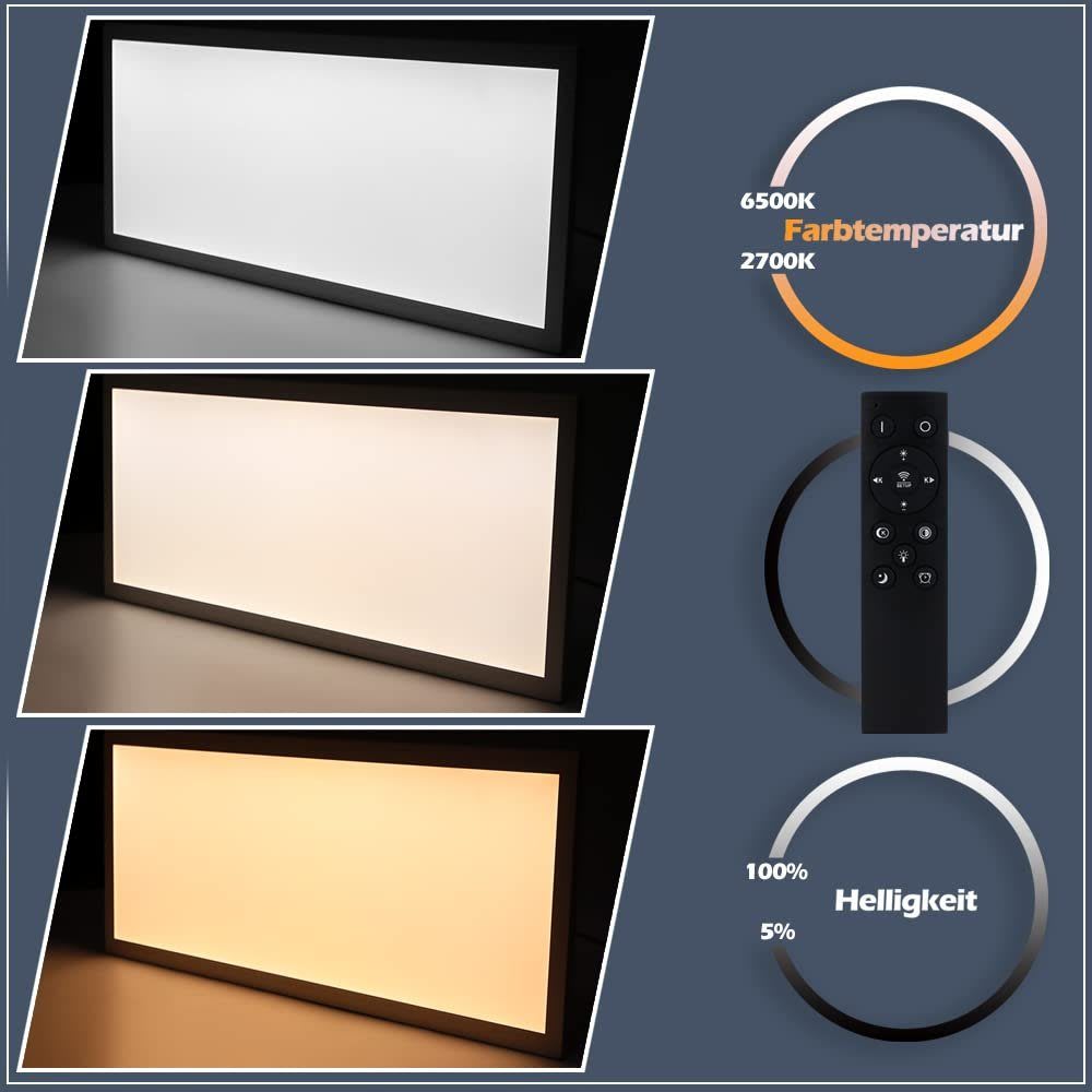 Plafonnier en fer aluminium blanc 100x25x5.5cm led 42w — vue 4