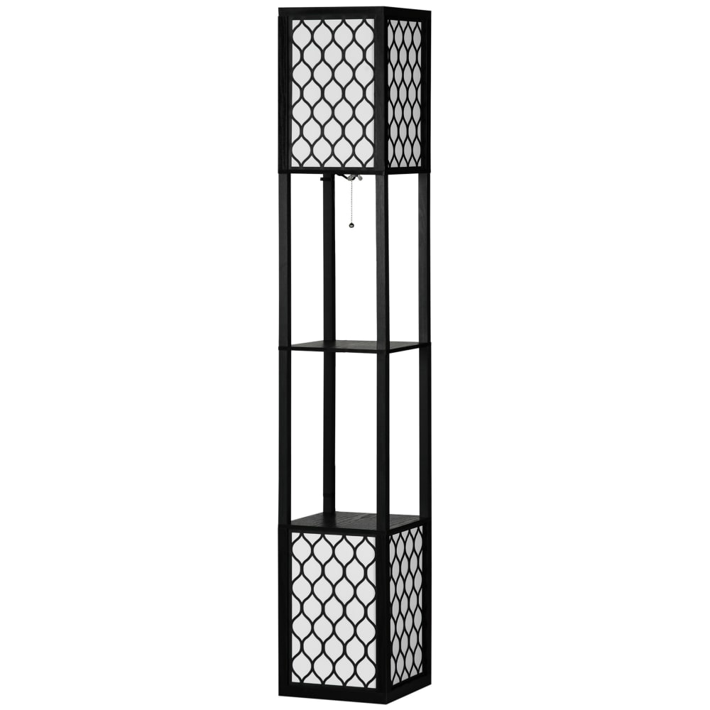 Lampadaire étagère 2 lampes 4 niveaux terylenecotton noir