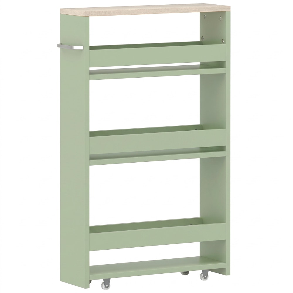 Desserte de rangement quatre niveaux avec roulettes métal vert