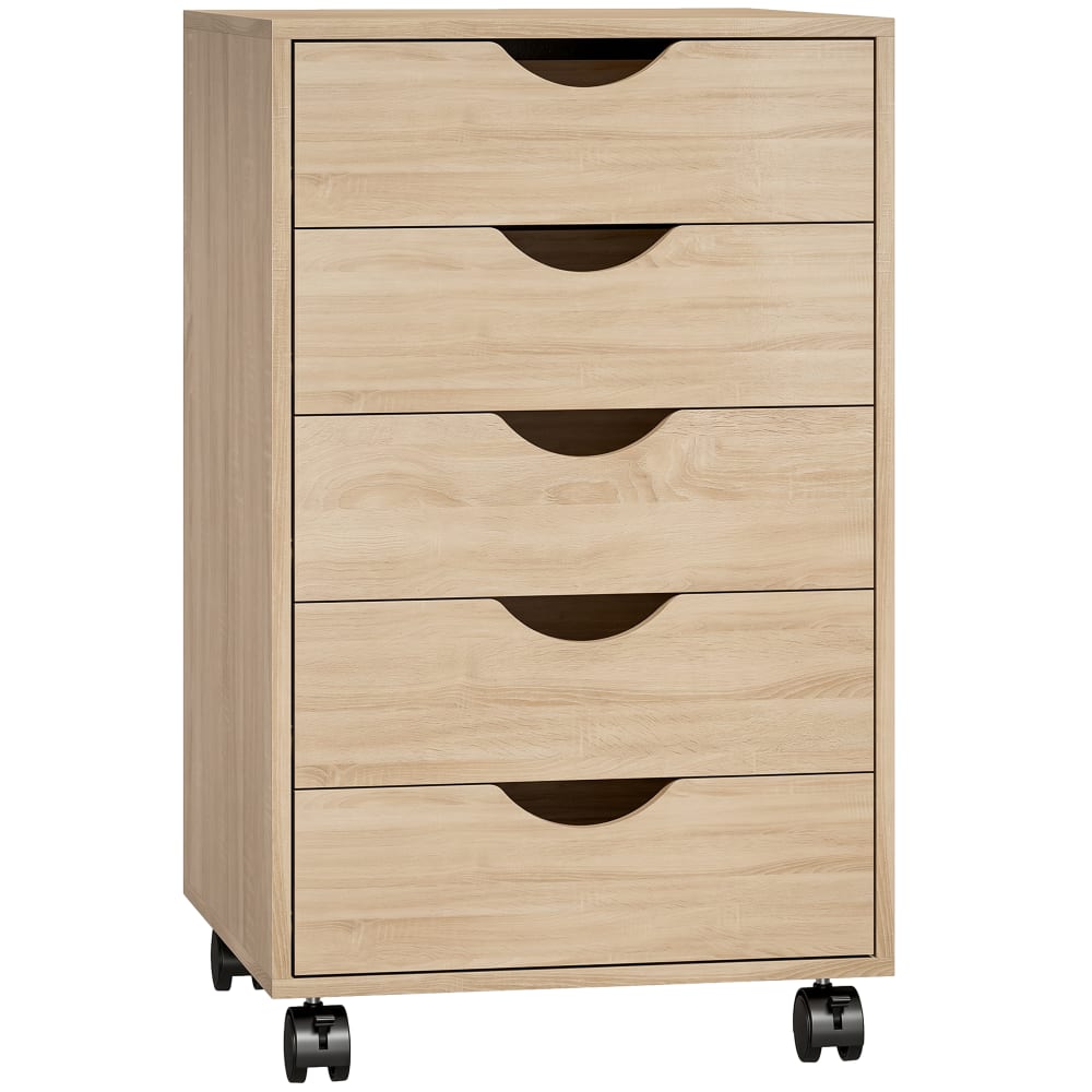 Armoire de classement support imprimante cinq tiroirs bois chêne
