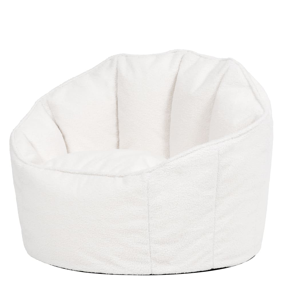 Pouf bouclette fauteuil coquillage, ivoire