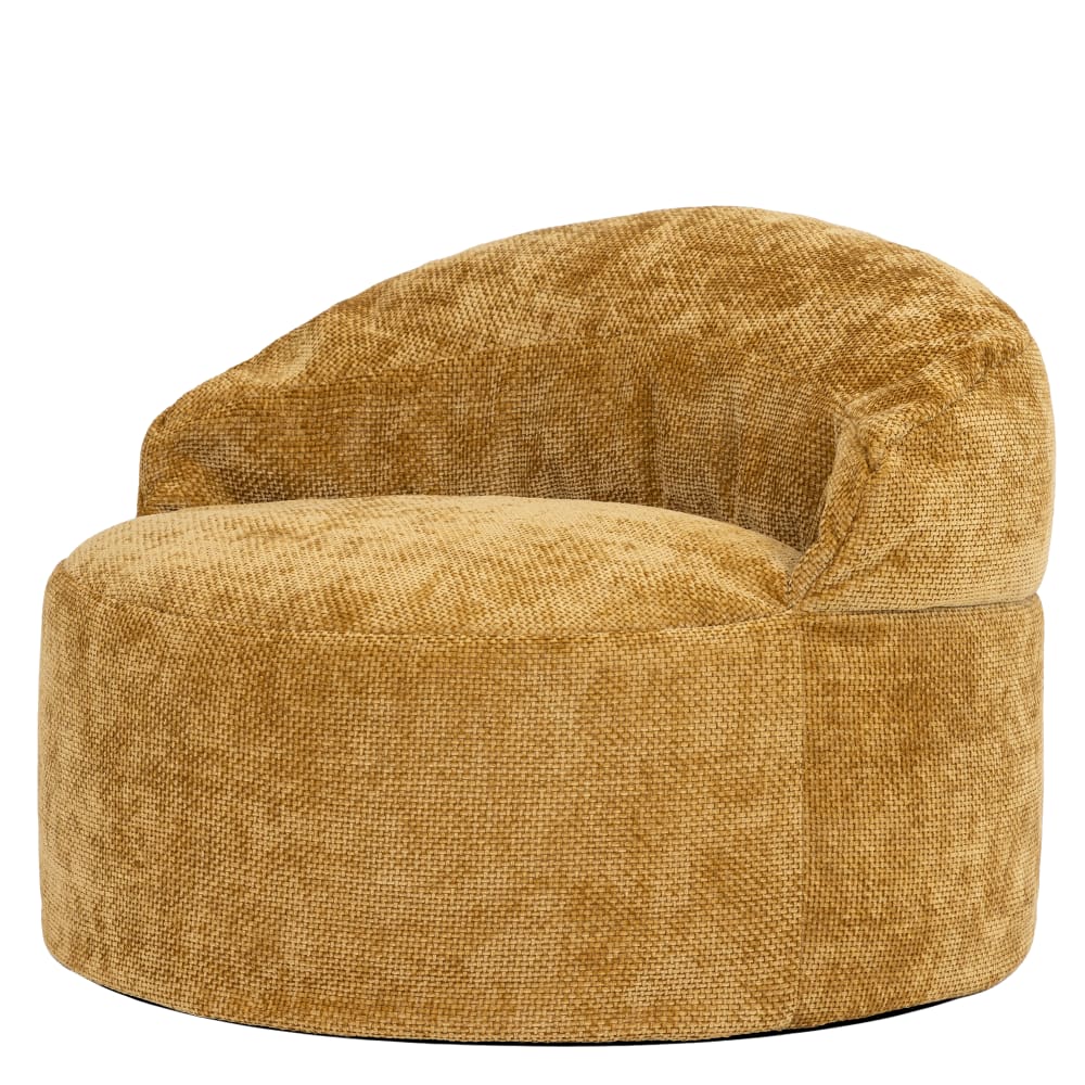 Pouf poire fauteuil décoratif en tissu chenille texturée, moutarde Pouf poire fauteuil décoratif en tissu chenille texturée, moutarde