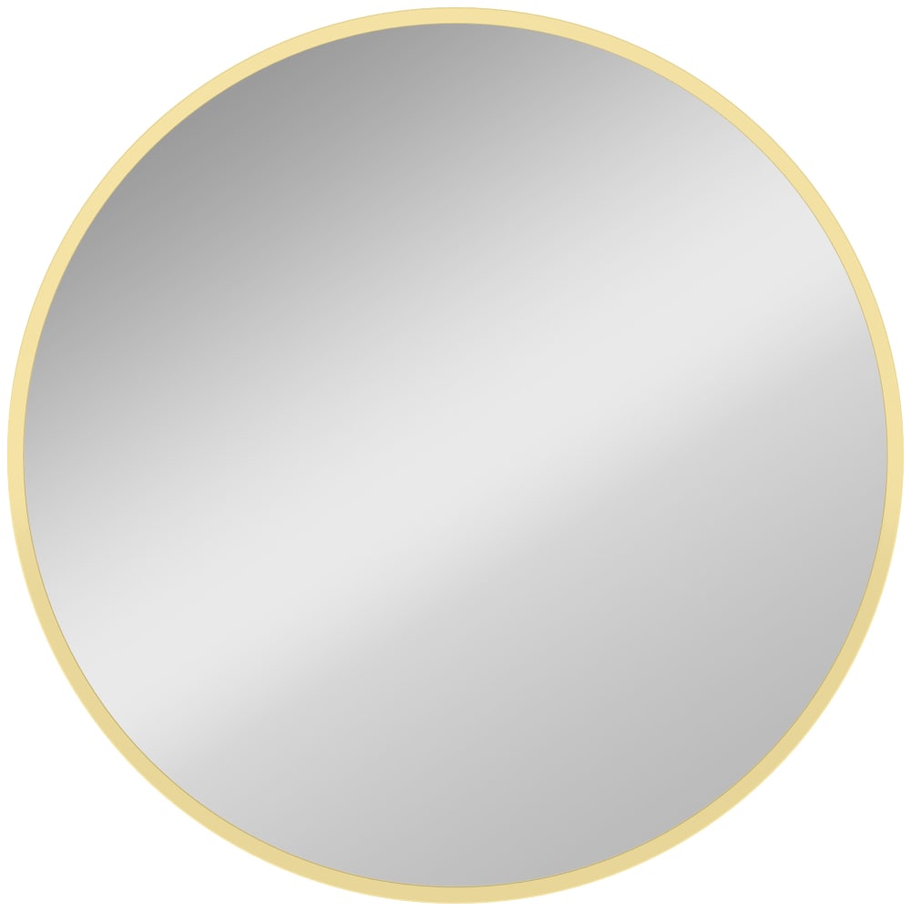 Miroir mural rond cadre en alliage d'aluminium doré