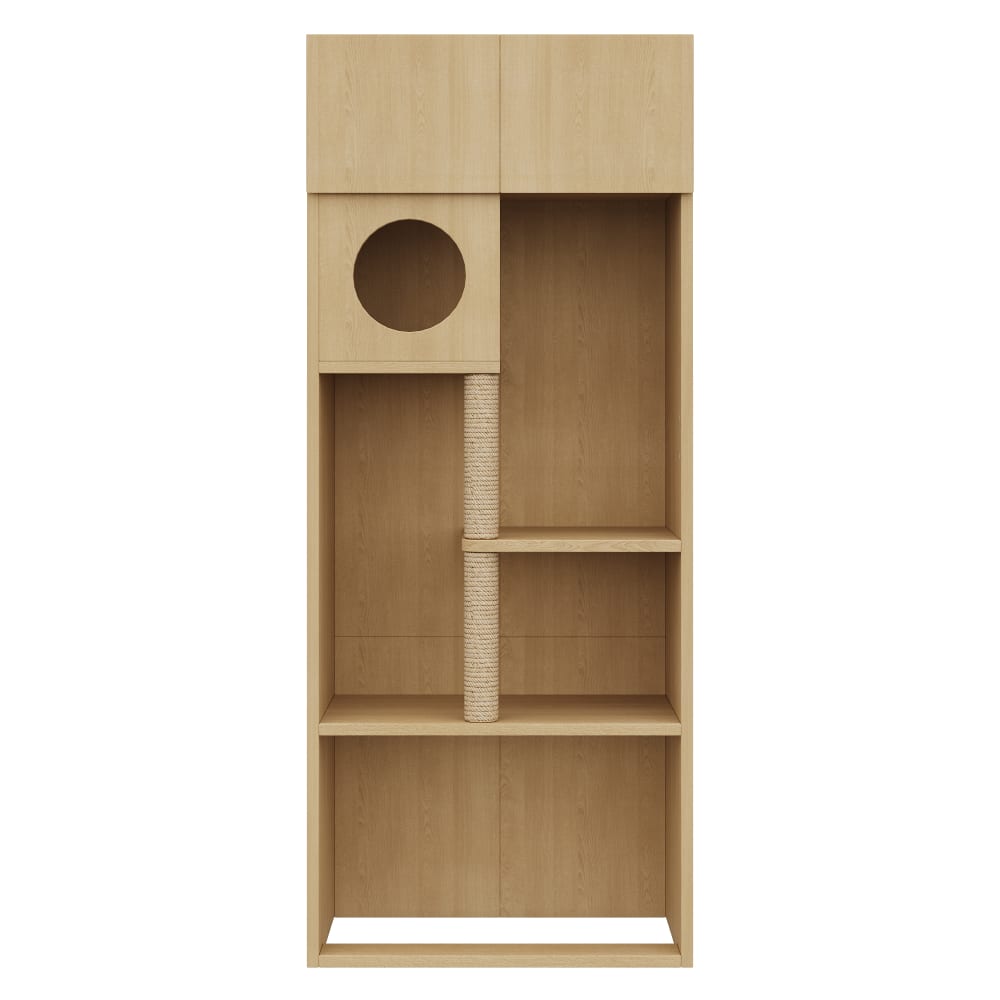 Arbre à chat meuble multifonction en bois naturel 193 cm