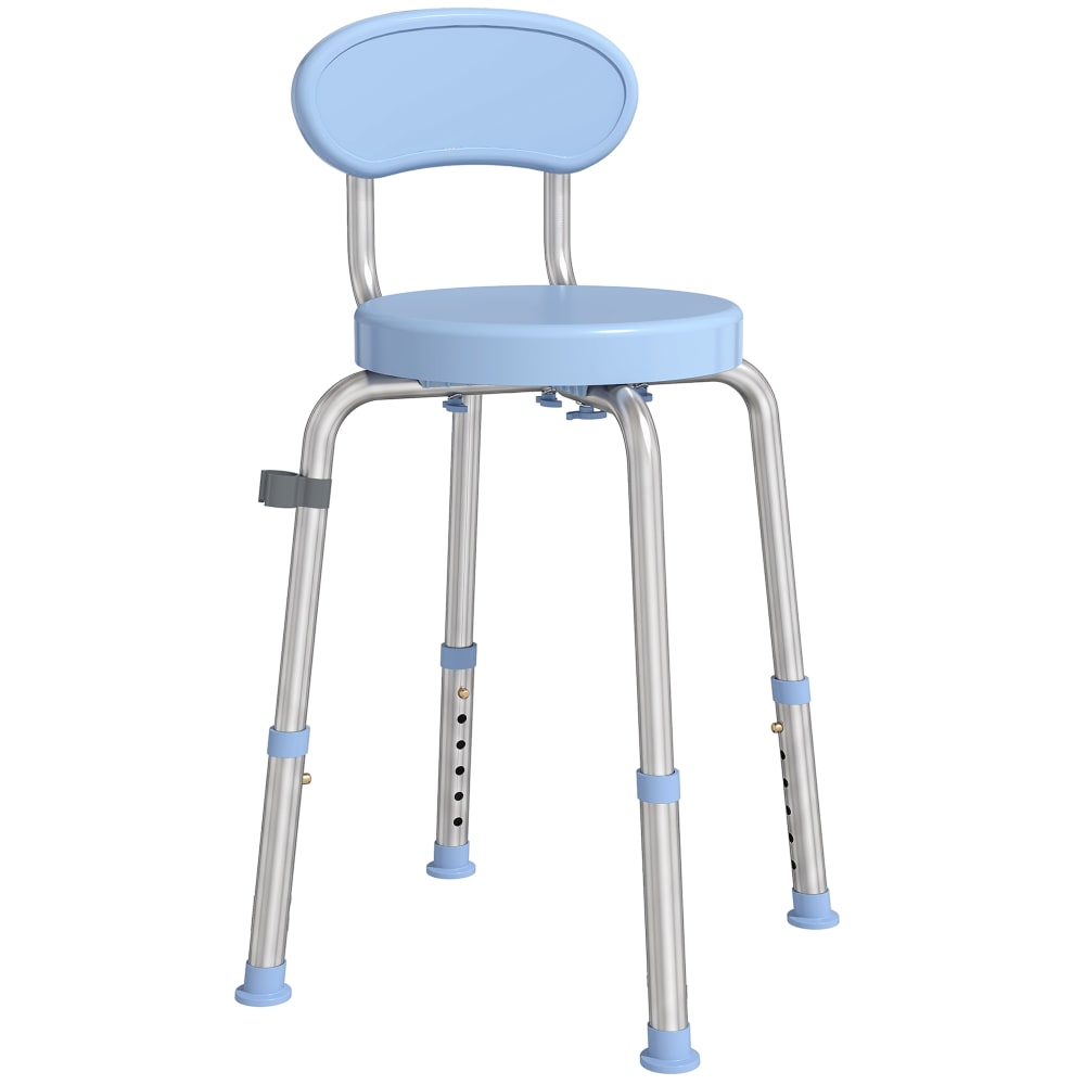 Tabouret de douche ronde pivotant 360° hauteur réglable aluminium bleu