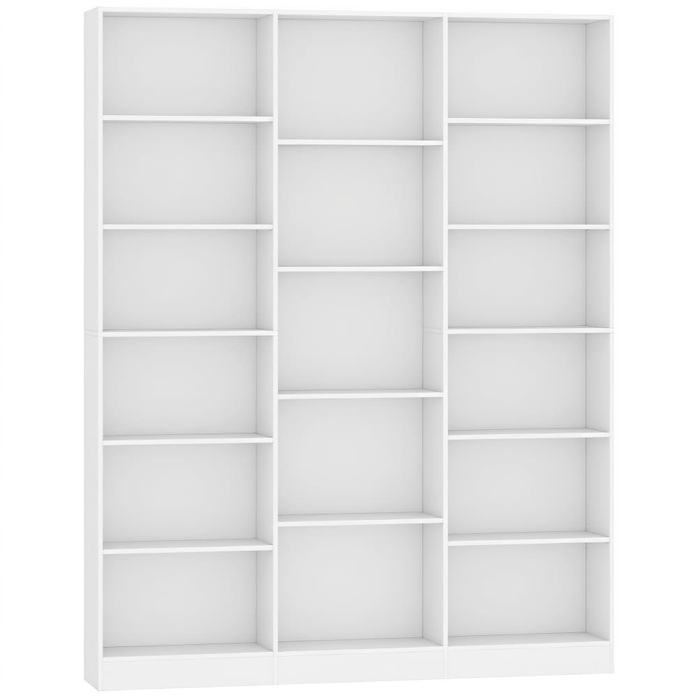 Bibliothèque 17 compartiments étagères réglables bois blanc