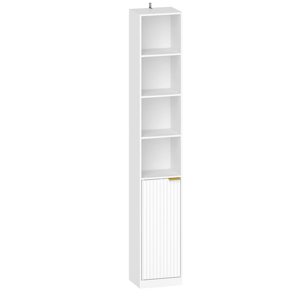 Bibliothèque 6 niveaux avec étagère réglable bois blanc
