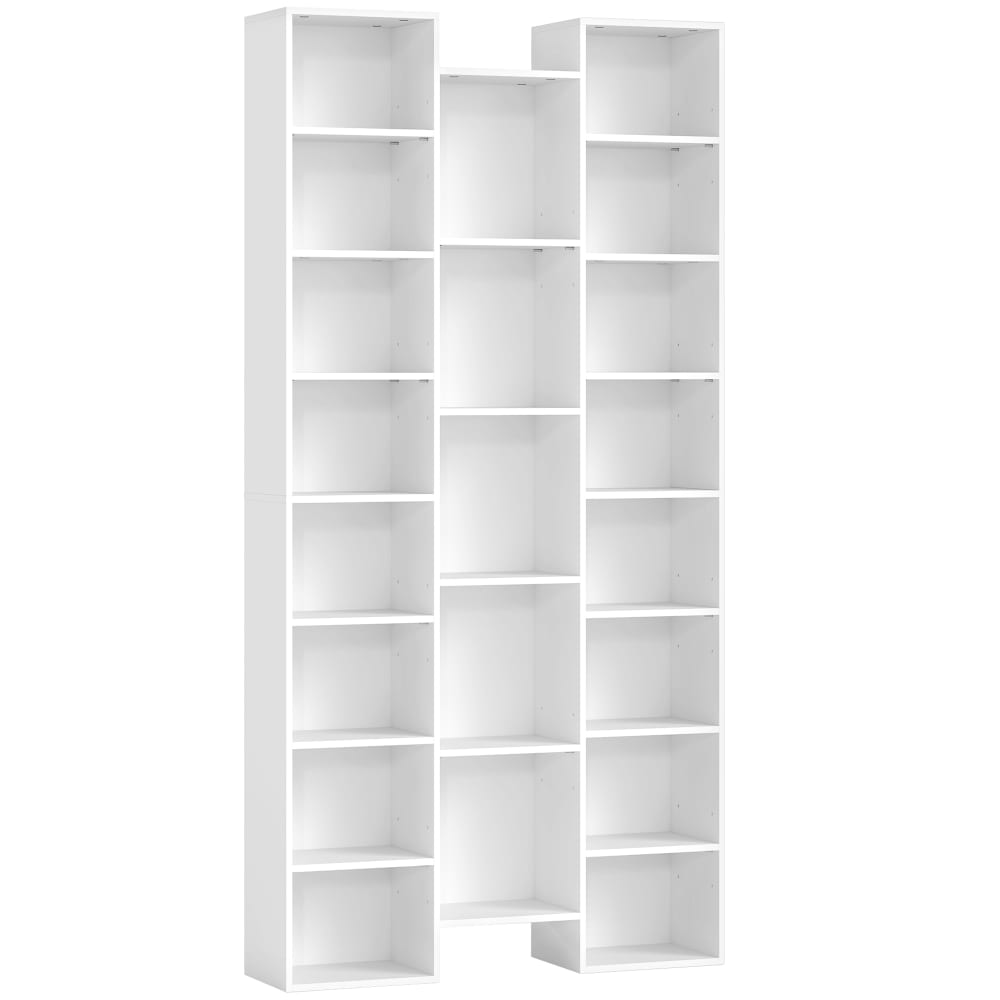 Bibliothèque 21 compartiments et 10 étagères réglables bois blanc