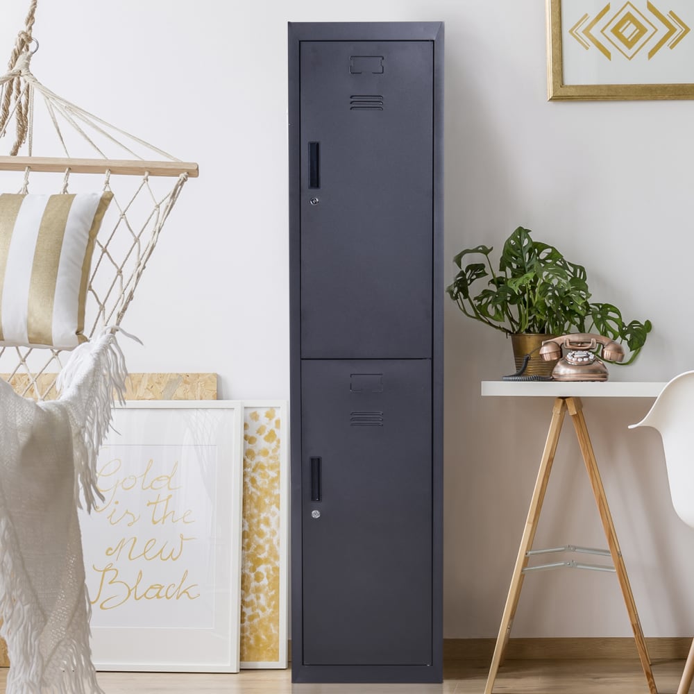 Armoire à casiers métallique verrouillable avec 2 clés acier noir Armoire à casiers métallique verrouillable avec 2 clés acier noir