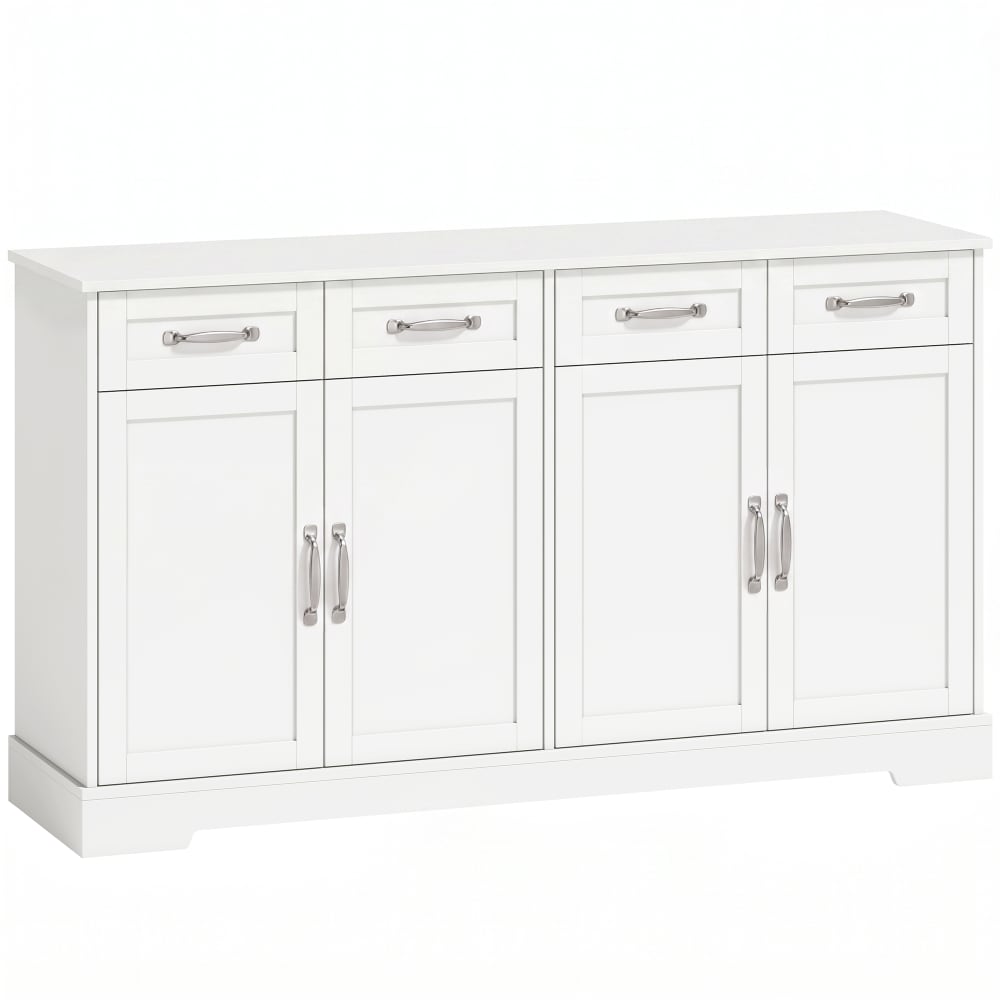 Buffet cuisine style shaker avec étagères réglables bois blanc