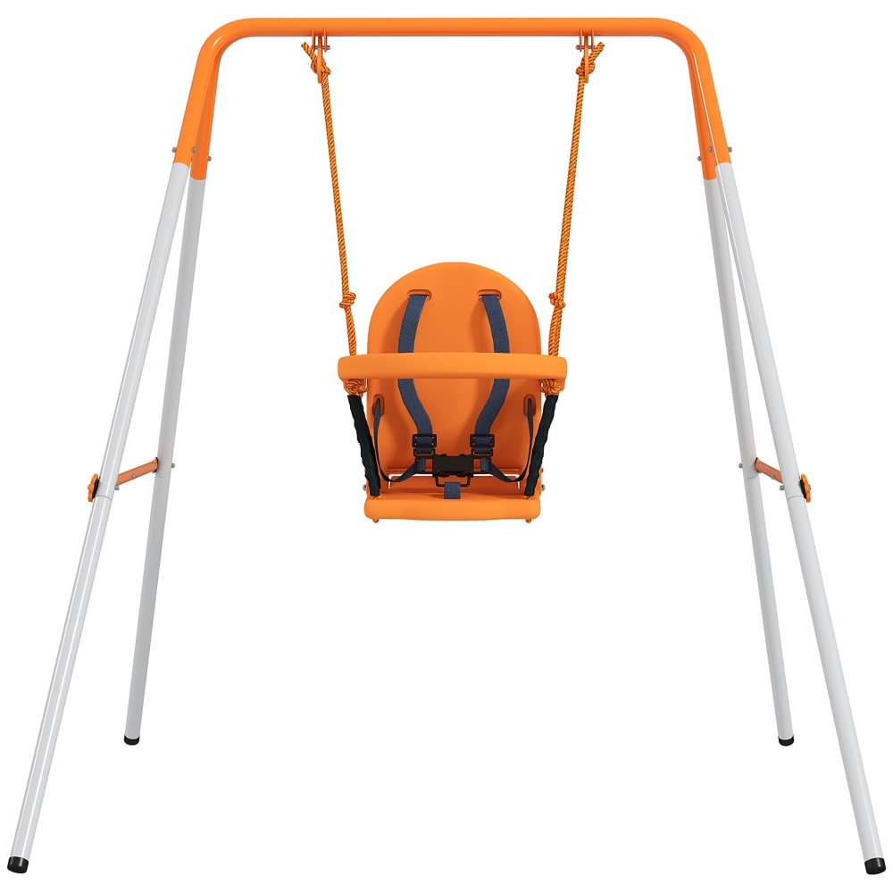 Balançoire portique pour enfants capacité de charge 25 kg acier orange Balançoire portique pour enfants capacité de charge 25 kg acier orange