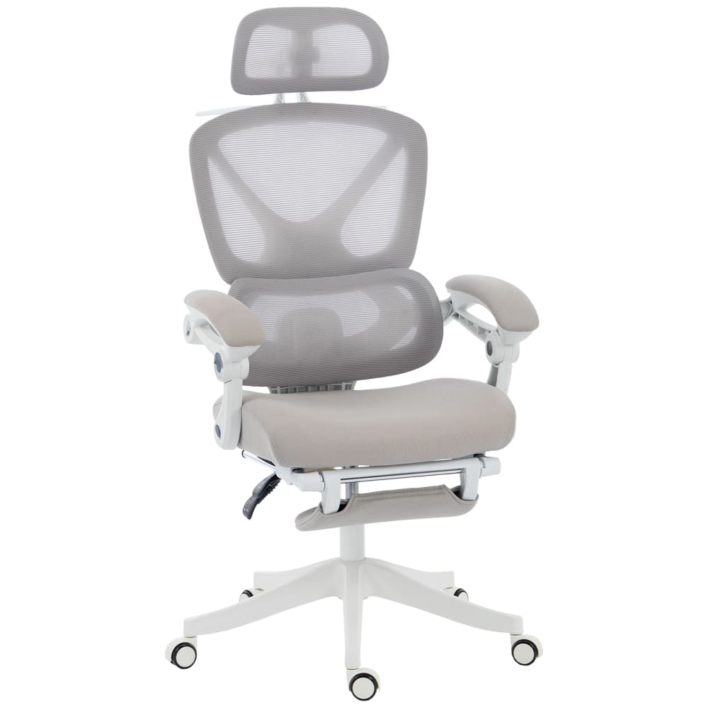 Chaise de bureau inclinable appui-tête réglable maille gris Chaise de bureau inclinable appui-tête réglable maille gris