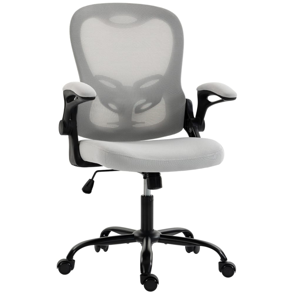Chaise de bureau ergonomique pivotante à roulettes en maille gris Chaise de bureau ergonomique pivotante à roulettes en maille gris