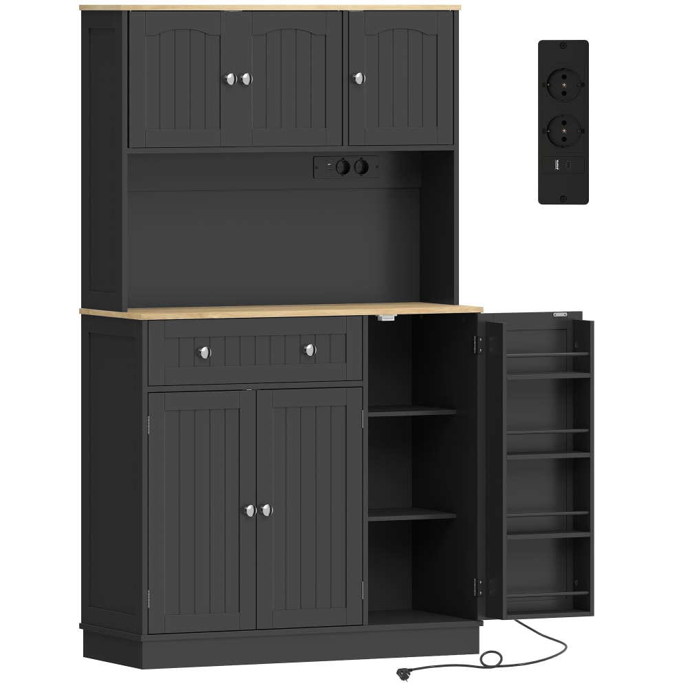 Armoire cuisine station de charge 6 portes plan de travail mdf noir