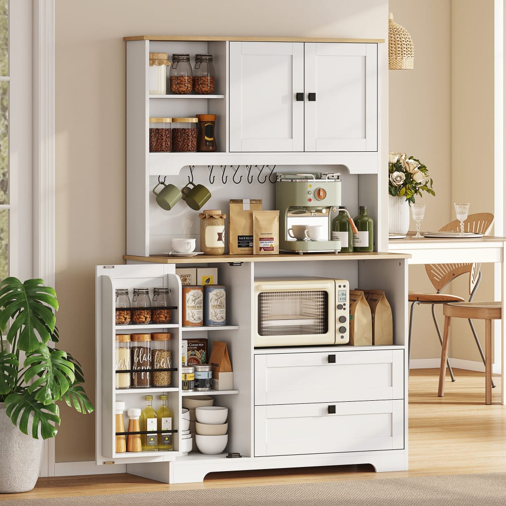 Armoire de cuisine 3 portes 2 tiroirs bois blanc