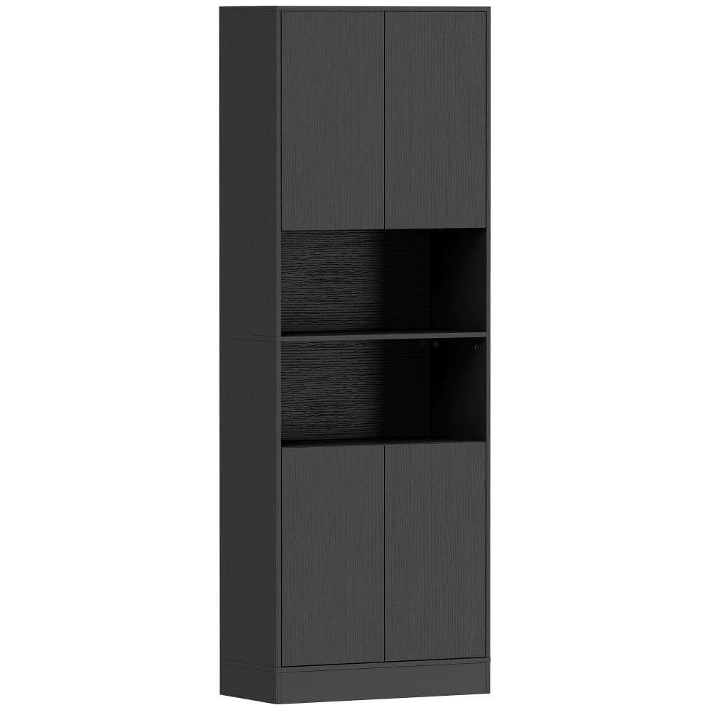 Armoire de cuisine 4 portes 2 compartiments ouverts bois noir Armoire de cuisine 4 portes 2 compartiments ouverts bois noir
