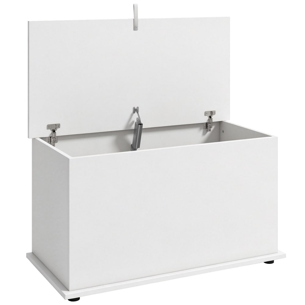 Coffre rangement couvercle rabattable panneaux de particules blanc Coffre rangement couvercle rabattable panneaux de particules blanc