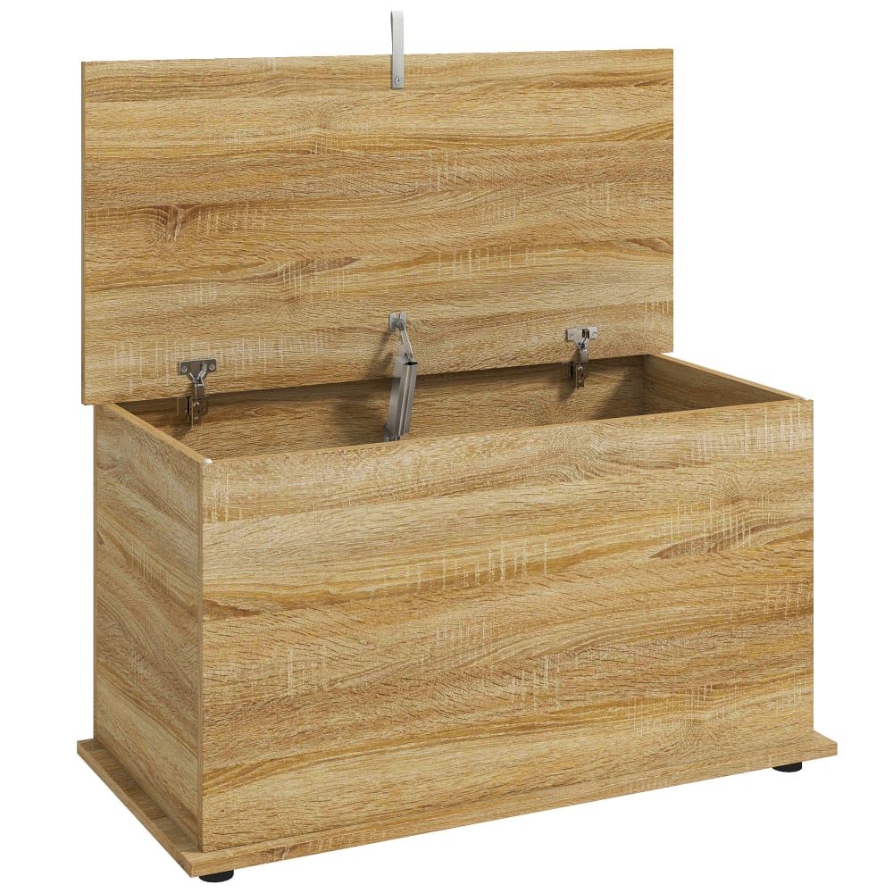 Coffre rangement couvercle rabattable panneaux de particules naturel Coffre rangement couvercle rabattable panneaux de particules naturel
