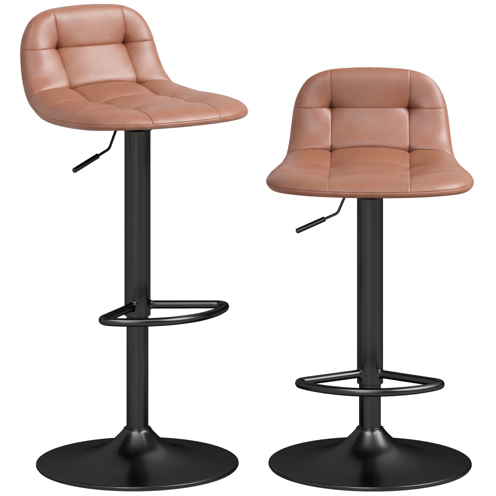 Lot de 2 tabourets de bar hauteur réglable pivotant cuir pu marron
