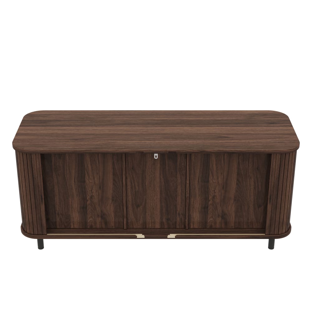 Grand meuble litière double portes coulissantes noyer 140 cm