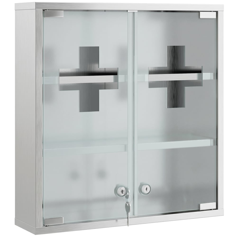 Armoire à pharmacie murale verrouillable acier inoxydabl argenté