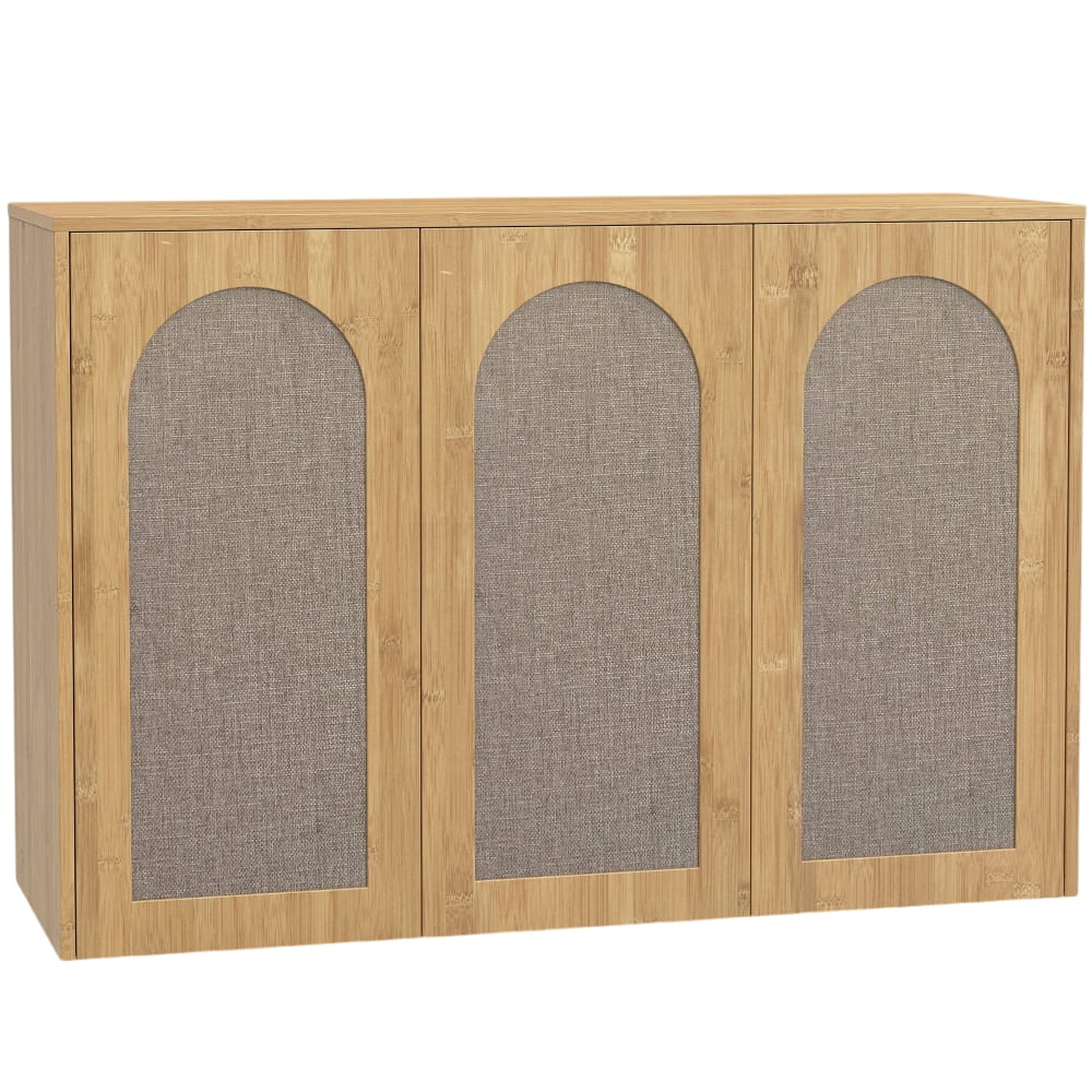 Armoire murale de salle de bain 3 portes étagère réglable bois chêne
