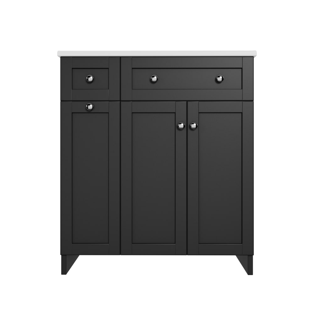 Meuble sous-vasque 76 cm noir avec vasque céramique et tiroirs Meuble sous-vasque 76 cm noir avec vasque céramique et tiroirs