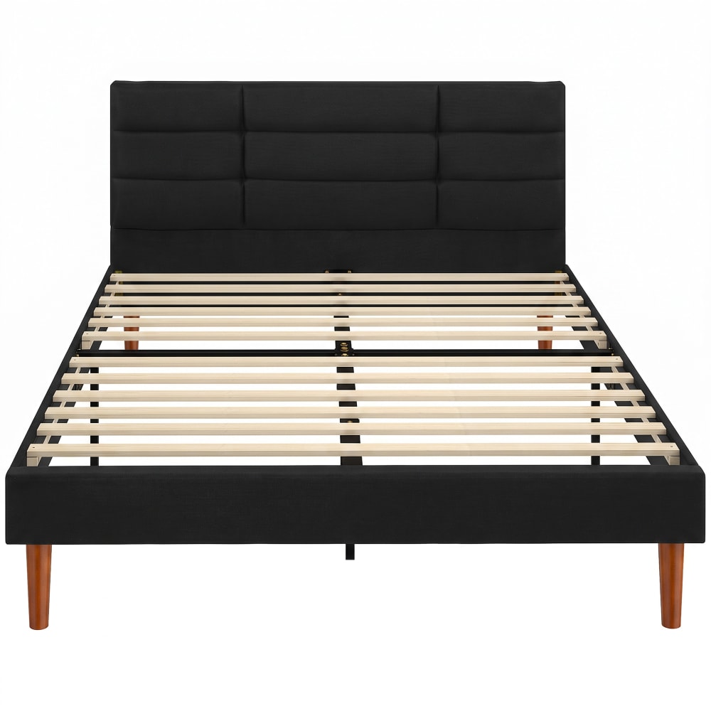 Cadre de lit 140 x 200 cm avec sommier bois rangement au-dessous noir Cadre de lit 140 x 200 cm avec sommier bois rangement au-dessous noir