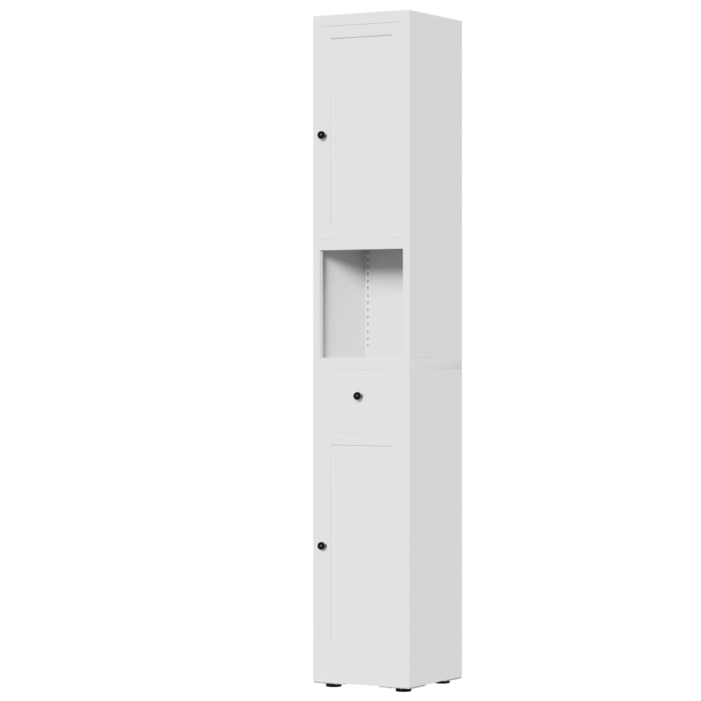 Colonne de rangement 180 cm blanche en métal avec portes et étagères Colonne de rangement 180 cm blanche en métal avec portes et étagères