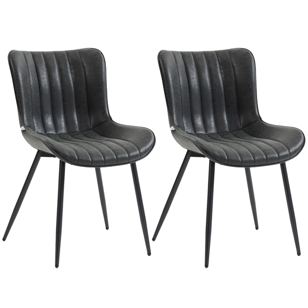 Lot de 2 chaises modernes capitonnées cuir pu noires