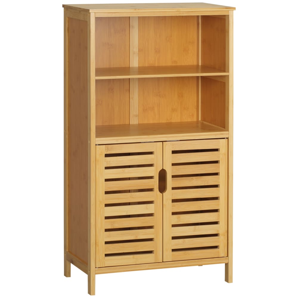 Urban Meuble Aufbewahrungsschrank, Naturbambus, mit offenen Fächern und Türen Beige
