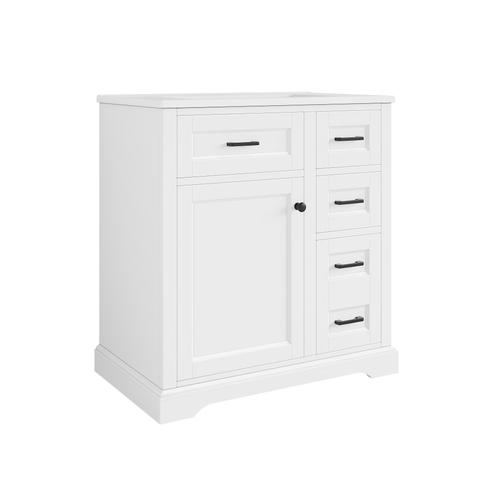 Meuble sous-vasque 76 cm blanc avec vasque, tiroirs et rangements