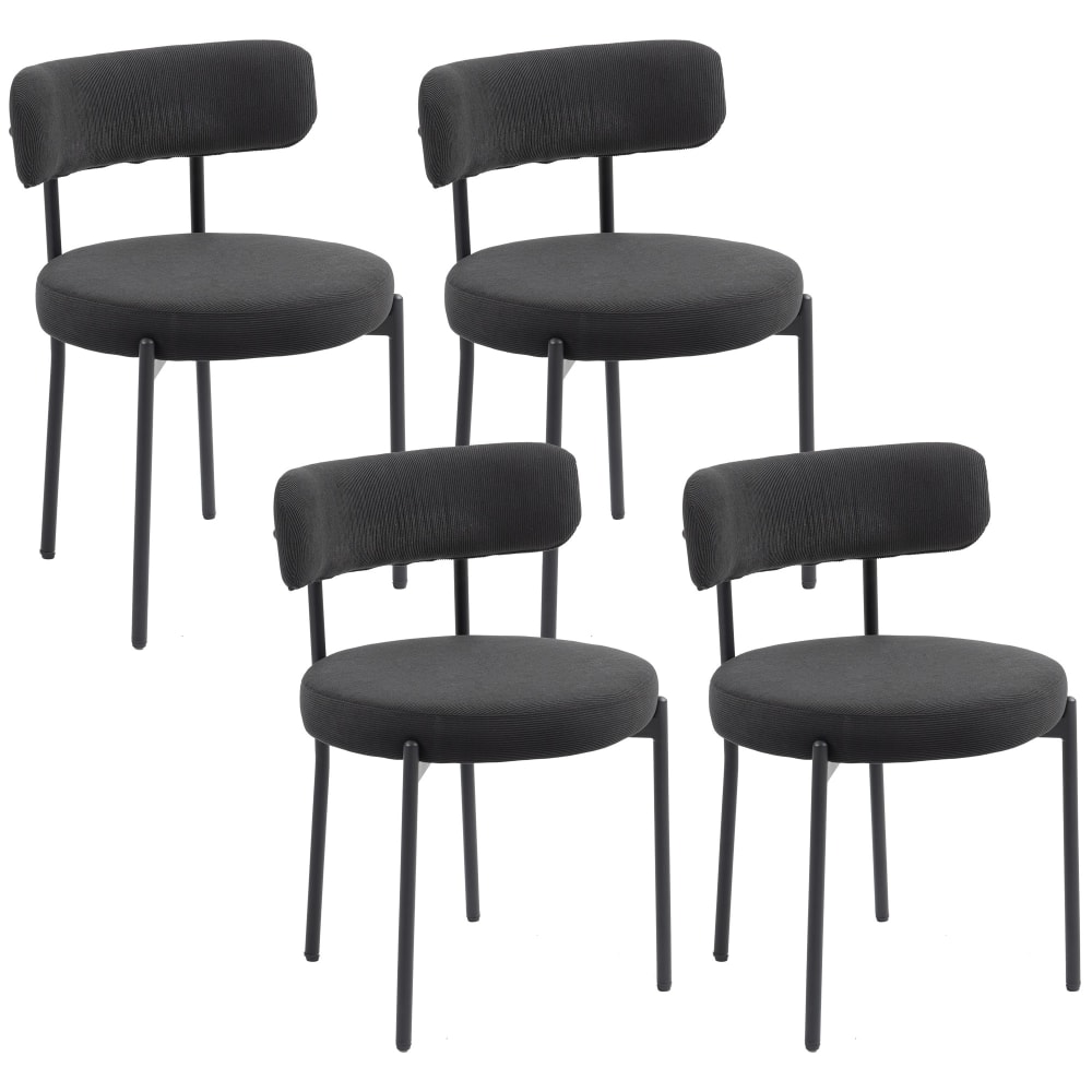 Chaise salle à manger rembourrée en tissu et acier noir Chaise salle à manger rembourrée en tissu et acier noir