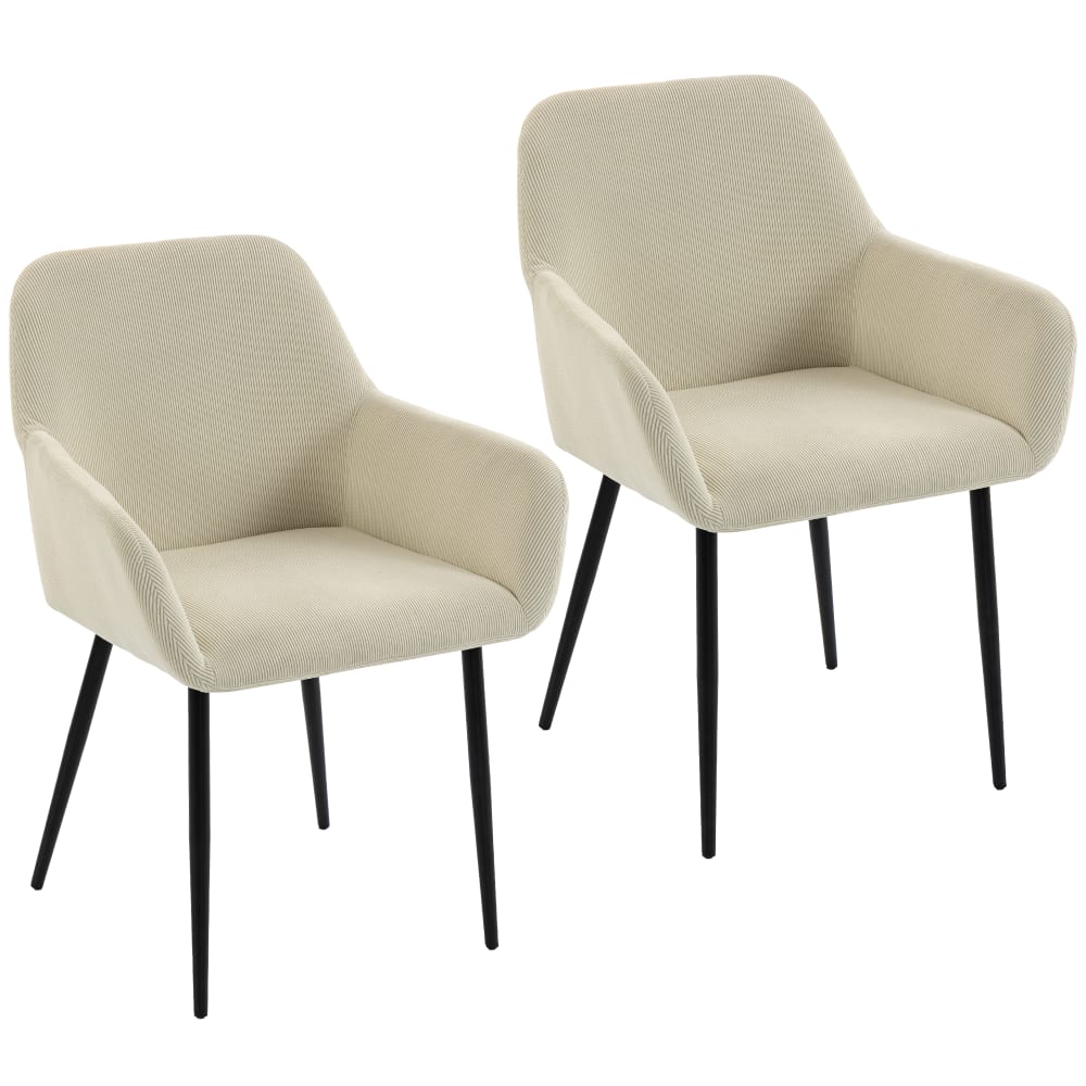Lot de 2 chaises de salle à manger en velours côtelé rembourré Lot de 2 chaises de salle à manger en velours côtelé rembourré