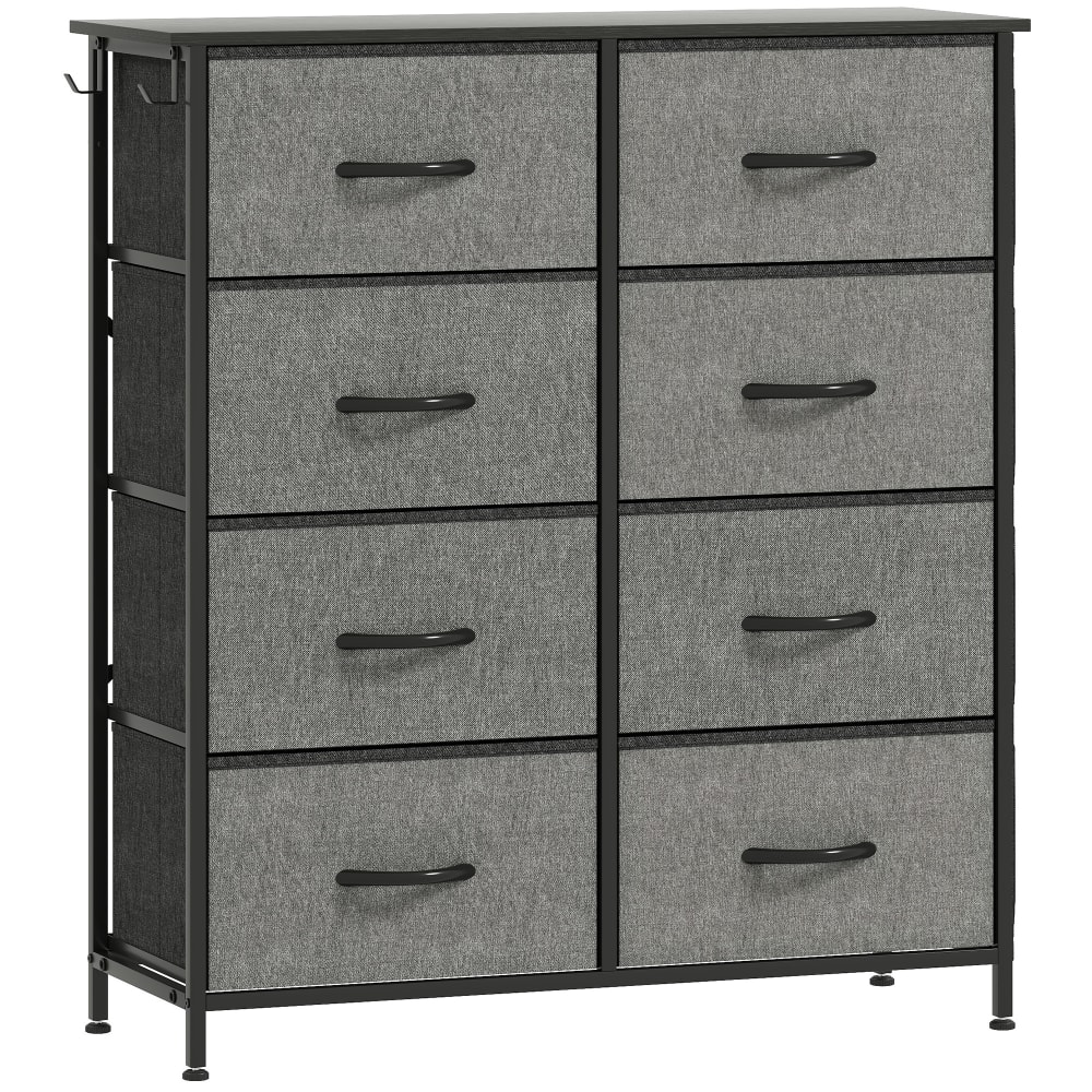 Commode 8 tiroirs en tissu cadre en acier gris