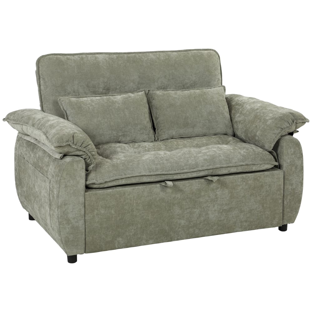 Canapé convertible 2 places dossier réglable assise large velours vert Canapé convertible 2 places dossier réglable assise large velours vert